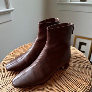 J.Crew Roxie Back-Zip Leather Ankle Boots - Rich Hickory (size 7)